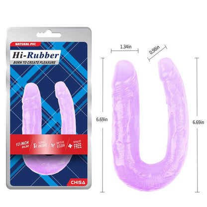 CHISA - DILDO DOBLE 13 - 17CM PURPURA