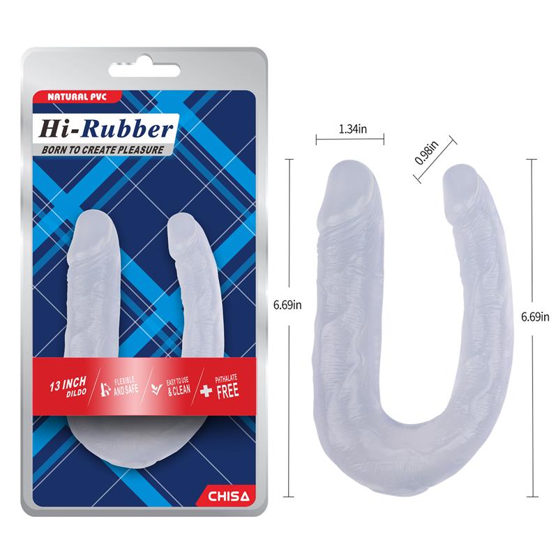CHISA - DILDO DOBLE 13 - 17CM TRANSPARENTE