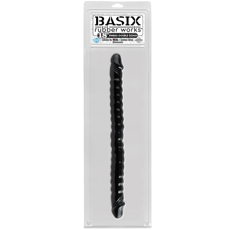 BASIX RUBBER WORKS - DILDO DOBLE 45,7 CM NEGRO