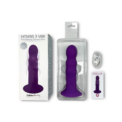 ADRIEN LASTIC - DILDO DOBLE DENSIDAD VIBRACIÓN HITSENS 3 PÚRPURA