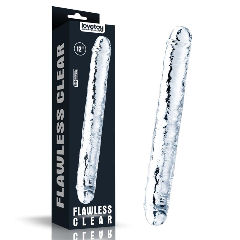 LOVETOY - DILDO DOBLE FLAWLESS CLEAR 12 TRANSPARENTE