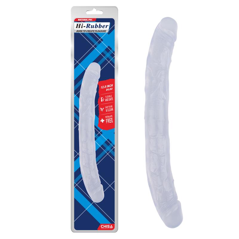 CHISA - DILDO DOBLE HI-RUBBER 12.8 TRANSPARENTE
