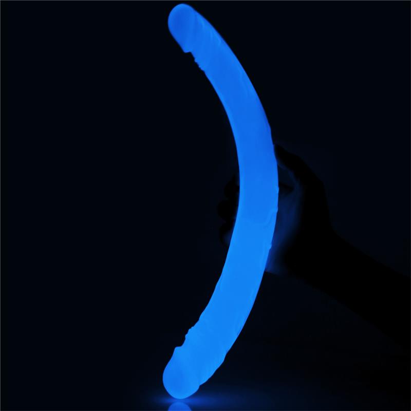 LOVETOY - DILDO DOBLE LUMINO 14.5 LUZ AZUL