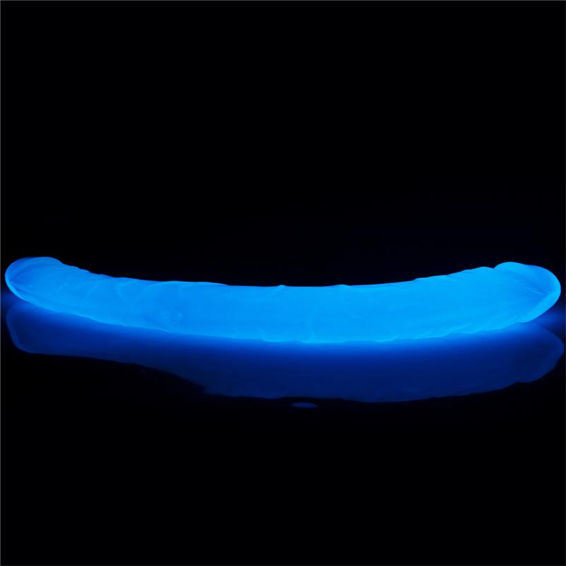 LOVETOY - DILDO DOBLE LUMINO 14.5 LUZ AZUL