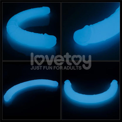 LOVETOY - DILDO DOBLE LUMINO LUZ AZUL 18.5
