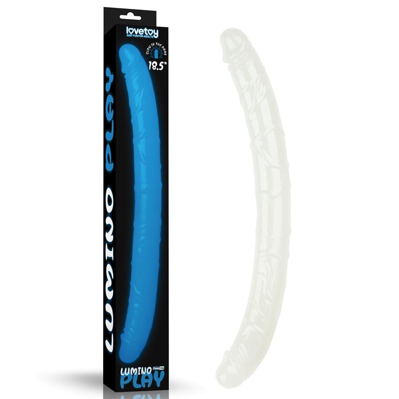 LOVETOY - DILDO DOBLE LUMINO LUZ AZUL 18.5