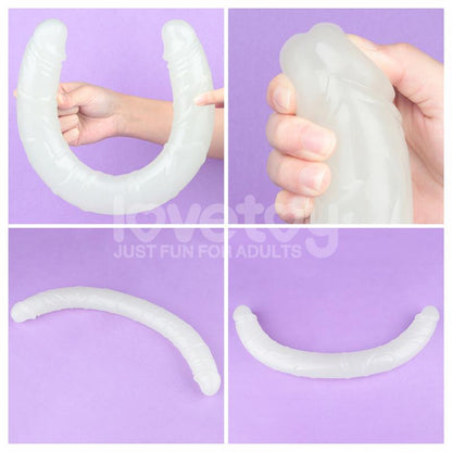 LOVETOY - DILDO DOBLE LUMINO LUZ AZUL 18.5