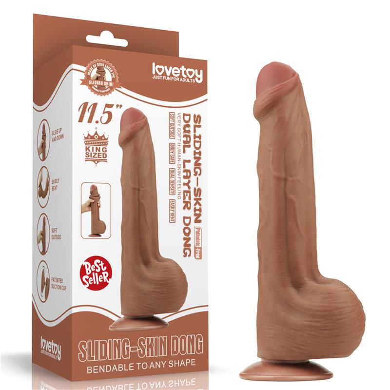 LOVETOY - DILDO DUAL DENSITY PIEL DESIZANTE RETRACTIL 11.5