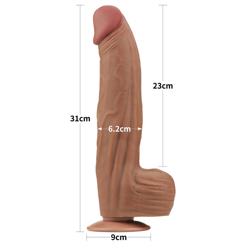 LOVETOY - DILDO DUAL DENSITY PIEL DESLIZANTE RETRACTIL 12
