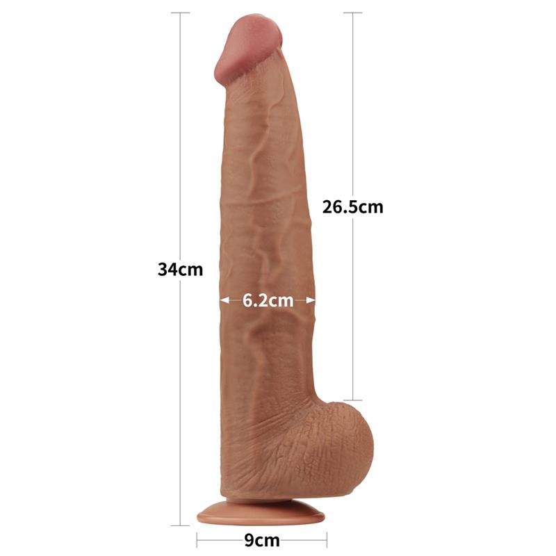 LOVETOY - DILDO DUAL DENSITY PIEL DESLIZANTE RETRACTIL 13.5