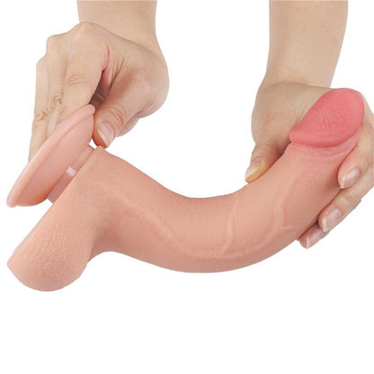 LOVETOY - DILDO DUAL DENSITY PIEL DESLIZANTE RETRACTIL 8.5