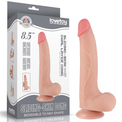 LOVETOY - DILDO DUAL DENSITY PIEL DESLIZANTE RETRACTIL 8.5