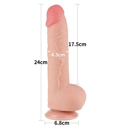LOVETOY - DILDO DUAL DENSITY PIEL DESLIZANTE RETRACTIL 9.5