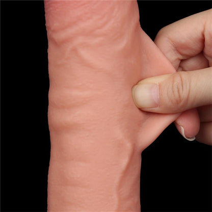 LOVETOY - DILDO DUAL DENSITY PIEL DESLIZANTE RETRACTIL 9.5