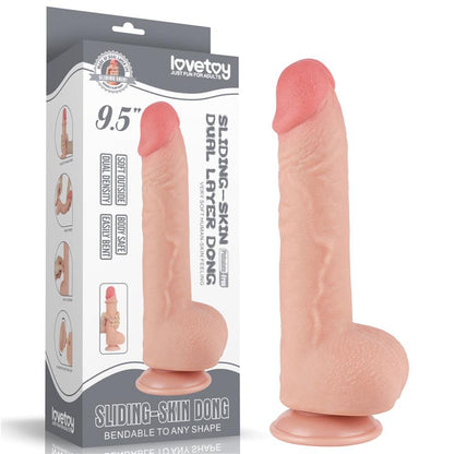 LOVETOY - DILDO DUAL DENSITY PIEL DESLIZANTE RETRACTIL 9.5