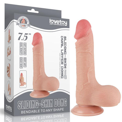 LOVETOY - DILDO DUAL LAYER PIEL DESLIZANTE RETRACTIL 7.5