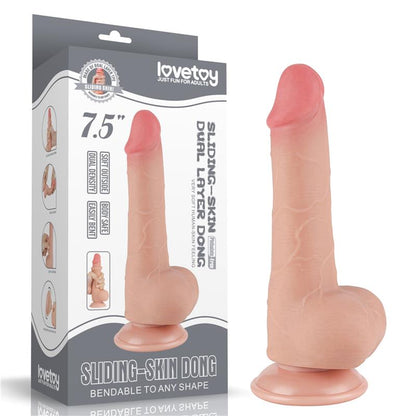 LOVETOY - DILDO DUAL LAYER PIEL DESLIZANTE RETRACTIL 7.5