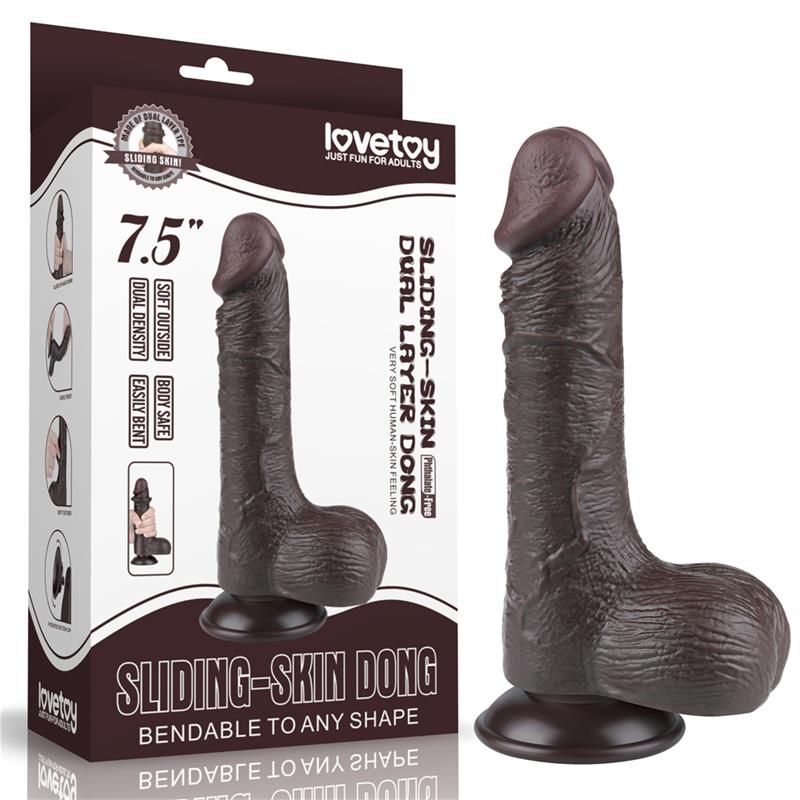 LOVETOY - DILDO DUAL LAYER PIEL DESLIZANTE RETRACTIL 7.5