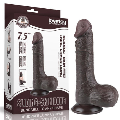 LOVETOY - DILDO DUAL LAYER PIEL DESLIZANTE RETRACTIL 7.5