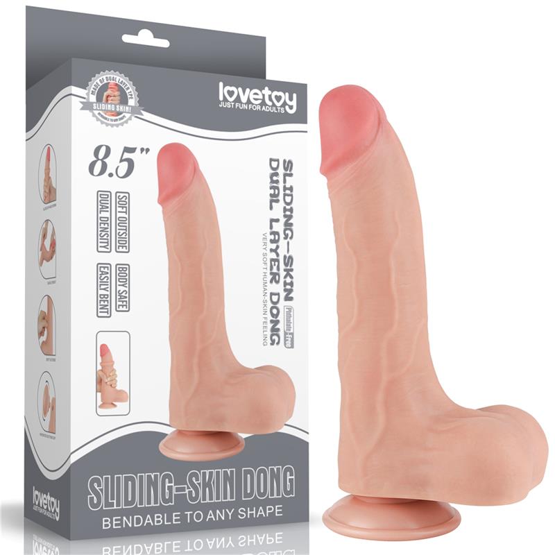 LOVETOY - DILDO DUAL LAYER PIEL DESLIZANTE RETRACTIL 8.5