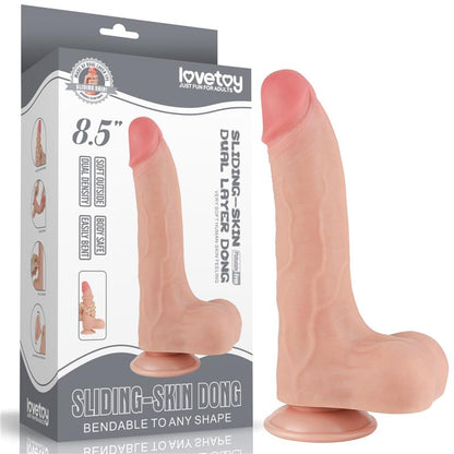 LOVETOY - DILDO DUAL LAYER PIEL DESLIZANTE RETRACTIL 8.5