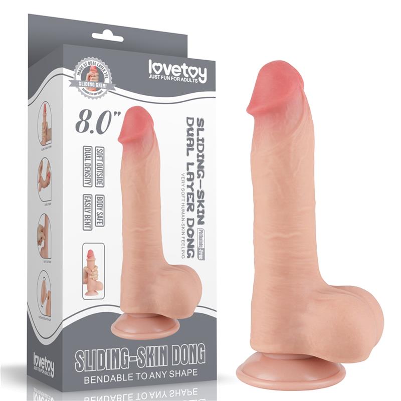 LOVETOY - DILDO DUAL LAYER PIEL DESLIZANTE RETRACTIL 8