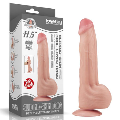 LOVETOY - DILDO DUAL LAYER PIEL RETRACTIL 11.5