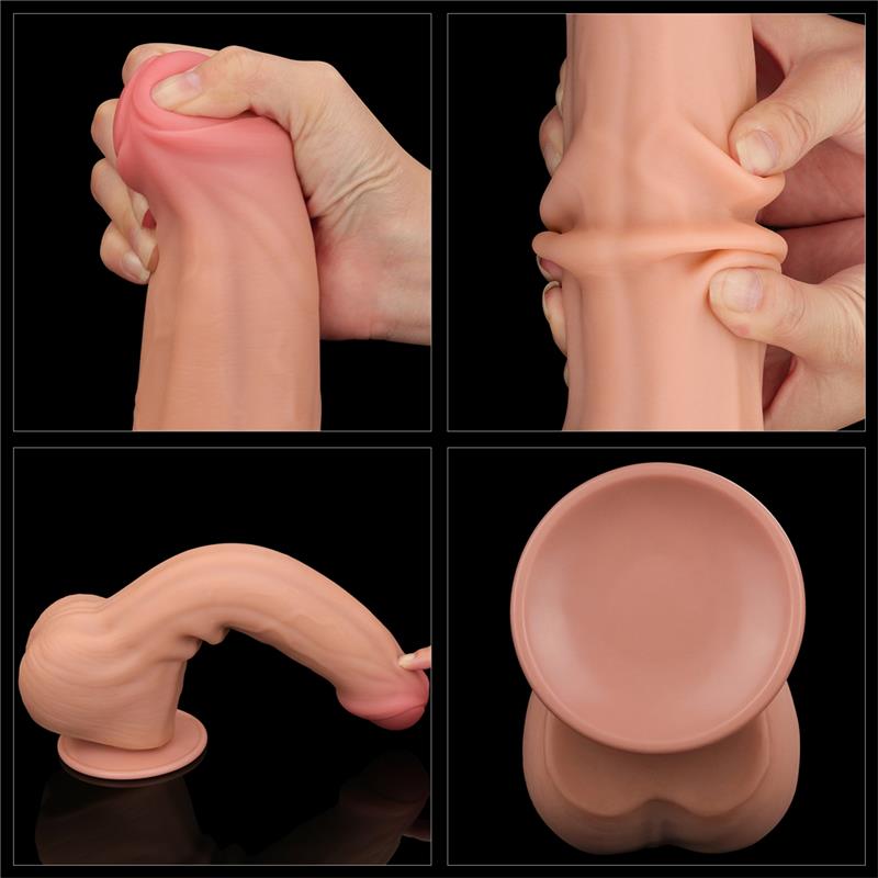 LOVETOY - DILDO DUAL LAYER PIEL RETRACTIL 11.5