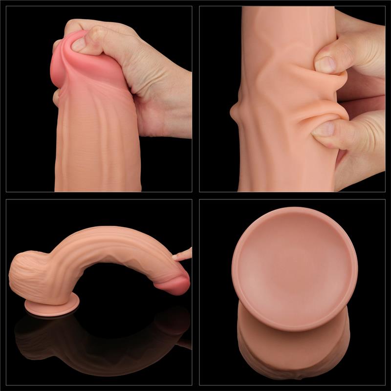 LOVETOY - DILDO DUAL LAYER PIEL RETRACTIL 12