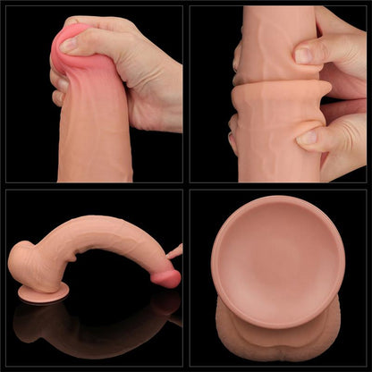 LOVETOY - DILDO DUAL LAYER PIEL RETRACTIL 13.5