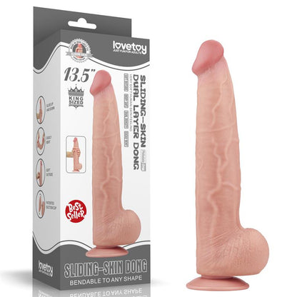 LOVETOY - DILDO DUAL LAYER PIEL RETRACTIL 13.5