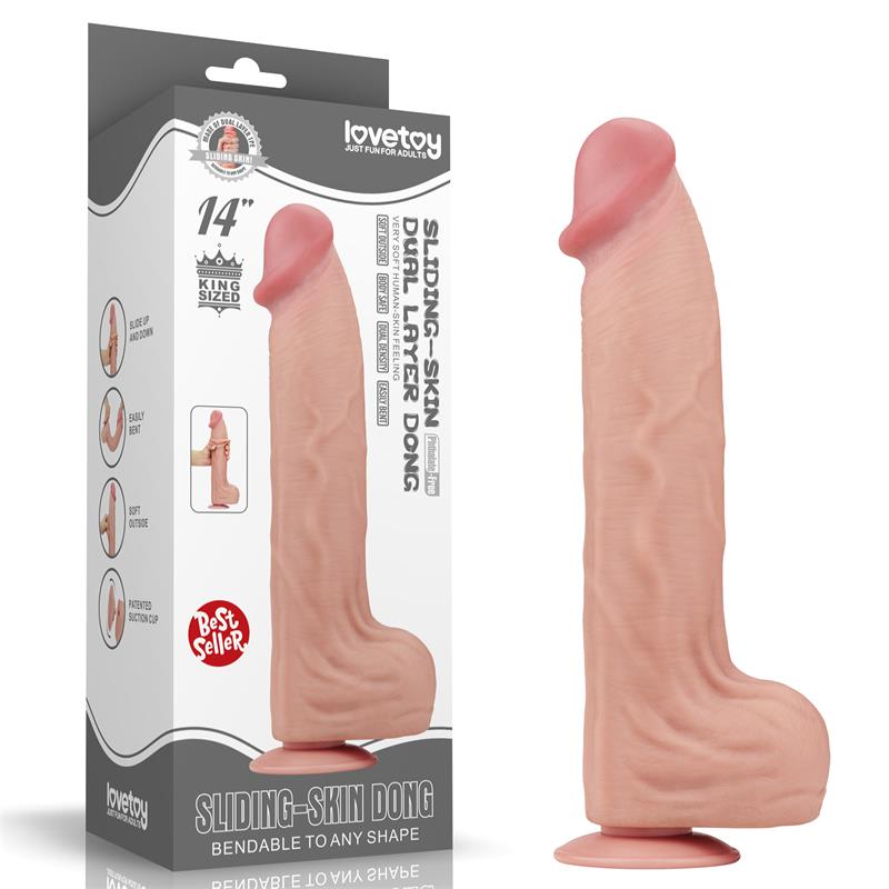 LOVETOY - DILDO DUAL LAYER PIEL RETRACTIL 14