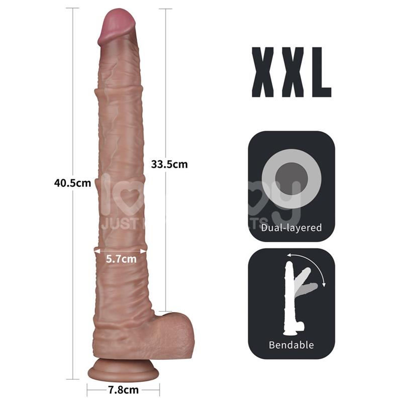 LOVETOY - DILDO DUAL LAYERED ARTICULABLE XXL 16