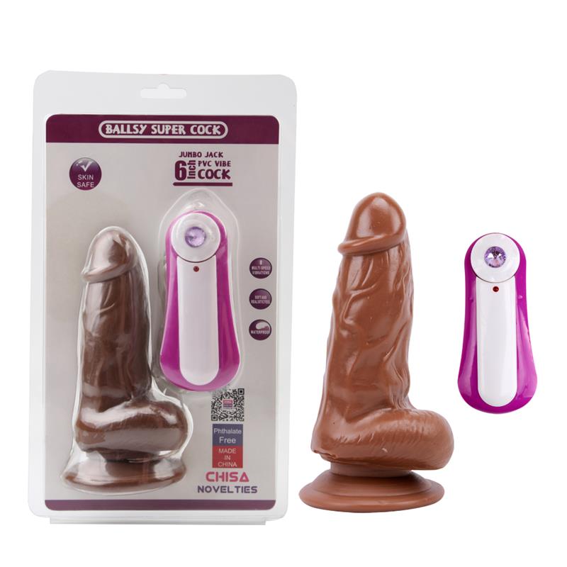 CHISA - DILDO JUMBO JACK 6 CON VIBRACIÓN MARRÓN