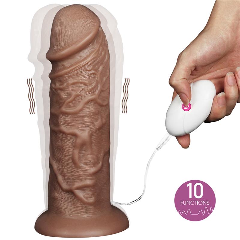 LOVETOY - DILDO KING 10.5 CON VIBRACIÓN CHUBBY MARRÓN