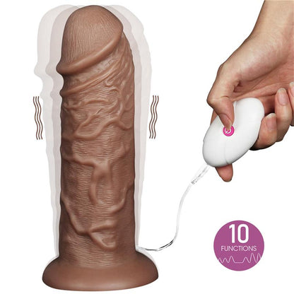 LOVETOY - DILDO KING 10.5 CON VIBRACIÓN CHUBBY MARRÓN