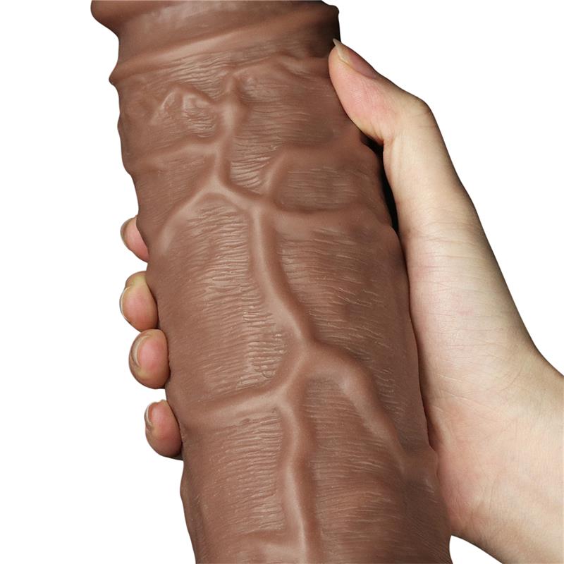 LOVETOY - DILDO KING 10.5 CON VIBRACIÓN CHUBBY MARRÓN
