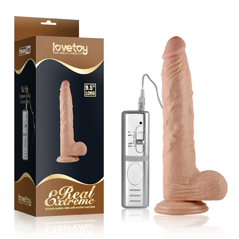 LOVETOY - DILDO REAL EXTREME CON VIBRACIÓN 9.5 NATURAL