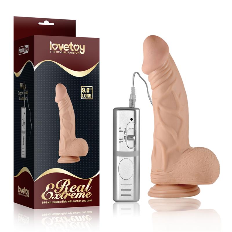 LOVETOY - DILDO REAL EXTREME DILDO CON VIBRACIÓN 9 NATURAL