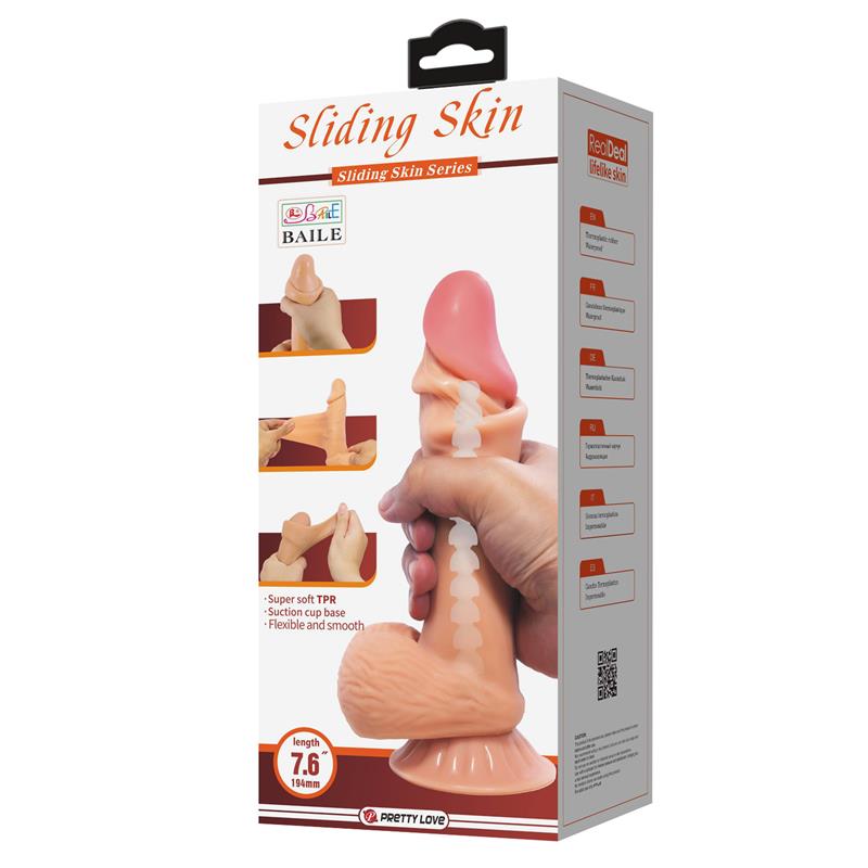 BAILE - DILDO REALISTA CON PIEL DESLIZANTE RETRACTIL 19.4 CM
