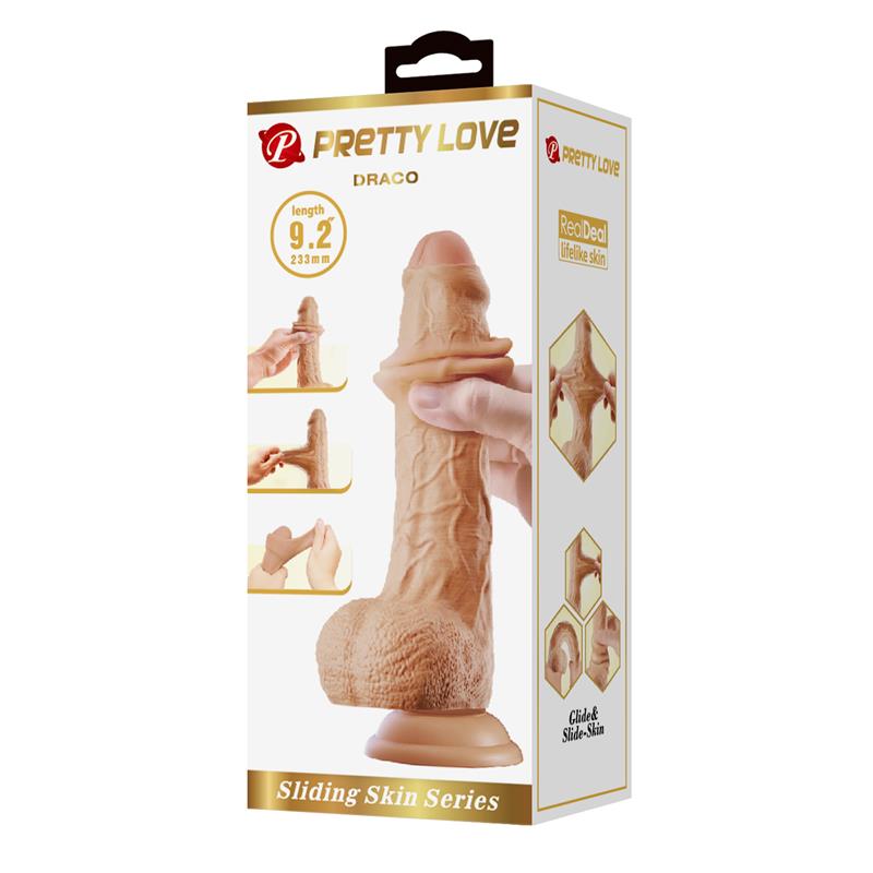 PRETTYLOVE - DILDO REALISTA CON PIEL DESLIZANTE RETRACTIL 23.3 CM