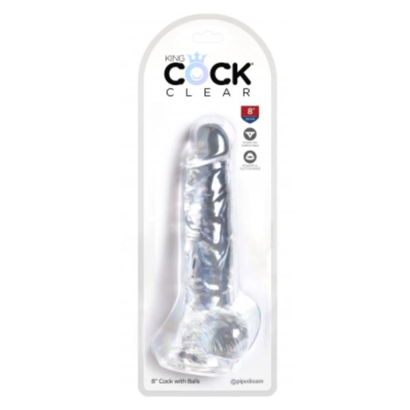 KING COCK - DILDO REALISTA CON TESTICULOS 8 TRANSPARENTE