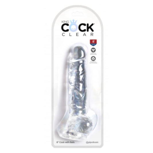 KING COCK - DILDO REALISTA CON TESTICULOS 8 TRANSPARENTE
