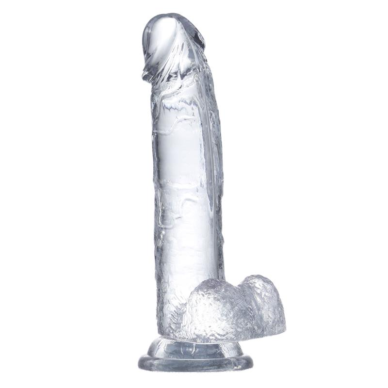 GLAZED - DILDO REALISTA CON TESTÍCULOS MATERIAL CRISTALINO 18 CM