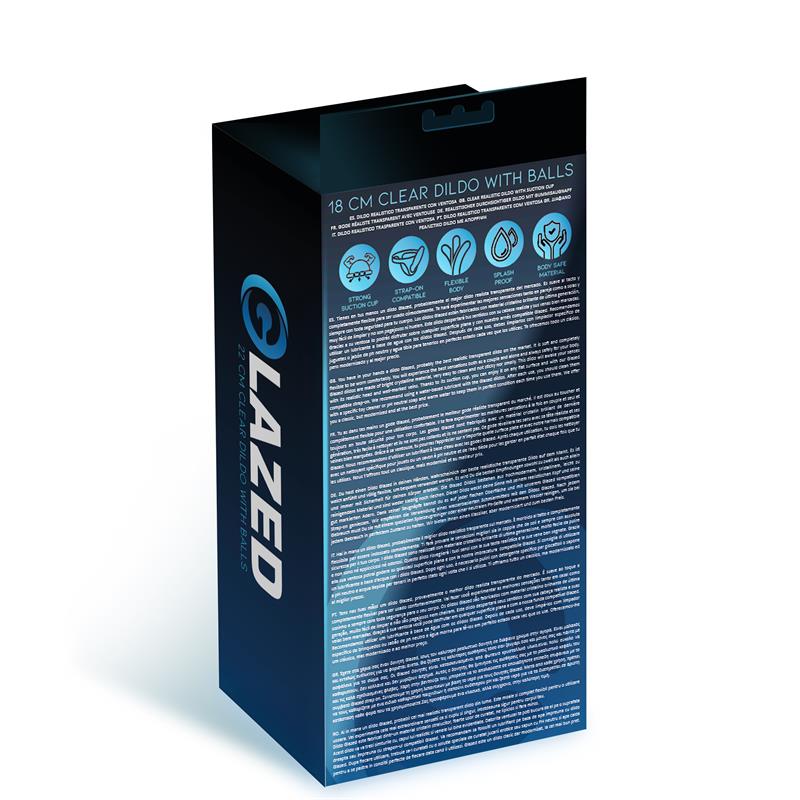 GLAZED - DILDO REALISTA CON TESTÍCULOS MATERIAL CRISTALINO 18 CM
