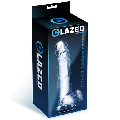 GLAZED - DILDO REALISTA CON TESTÍCULOS MATERIAL CRISTALINO 20 CM