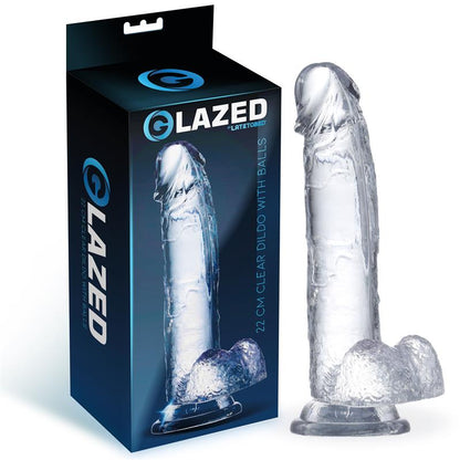 GLAZED - DILDO REALISTA CON TESTÍCULOS MATERIAL CRISTALINO 22 CM
