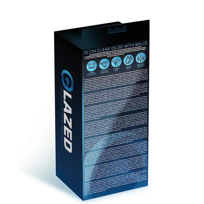GLAZED - DILDO REALISTA CON TESTÍCULOS MATERIAL CRISTALINO 22 CM