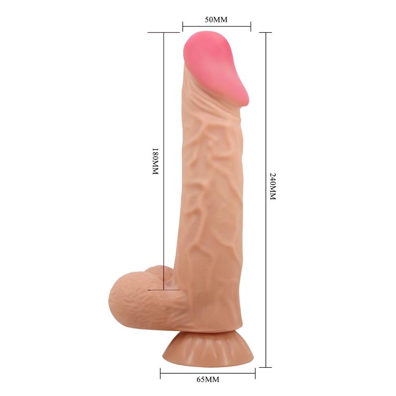 BAILE - DILDO REALISTA DOBLE DENSIDAD PIEL DESLIZANTE RETRACTIL 24 CM