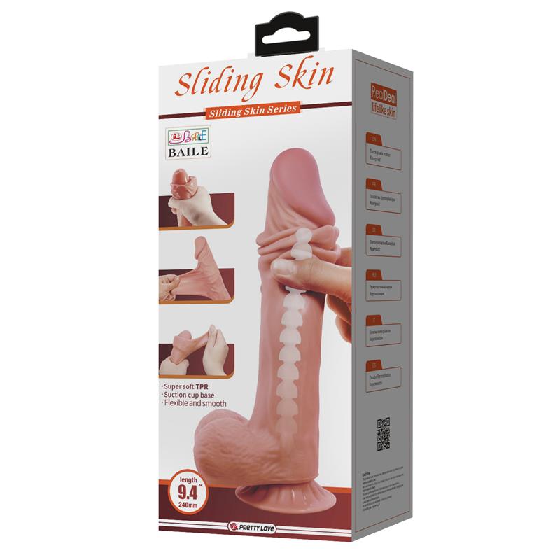 BAILE - DILDO REALISTA PIEL DESLIZANTE RETRACTIL 24 CM